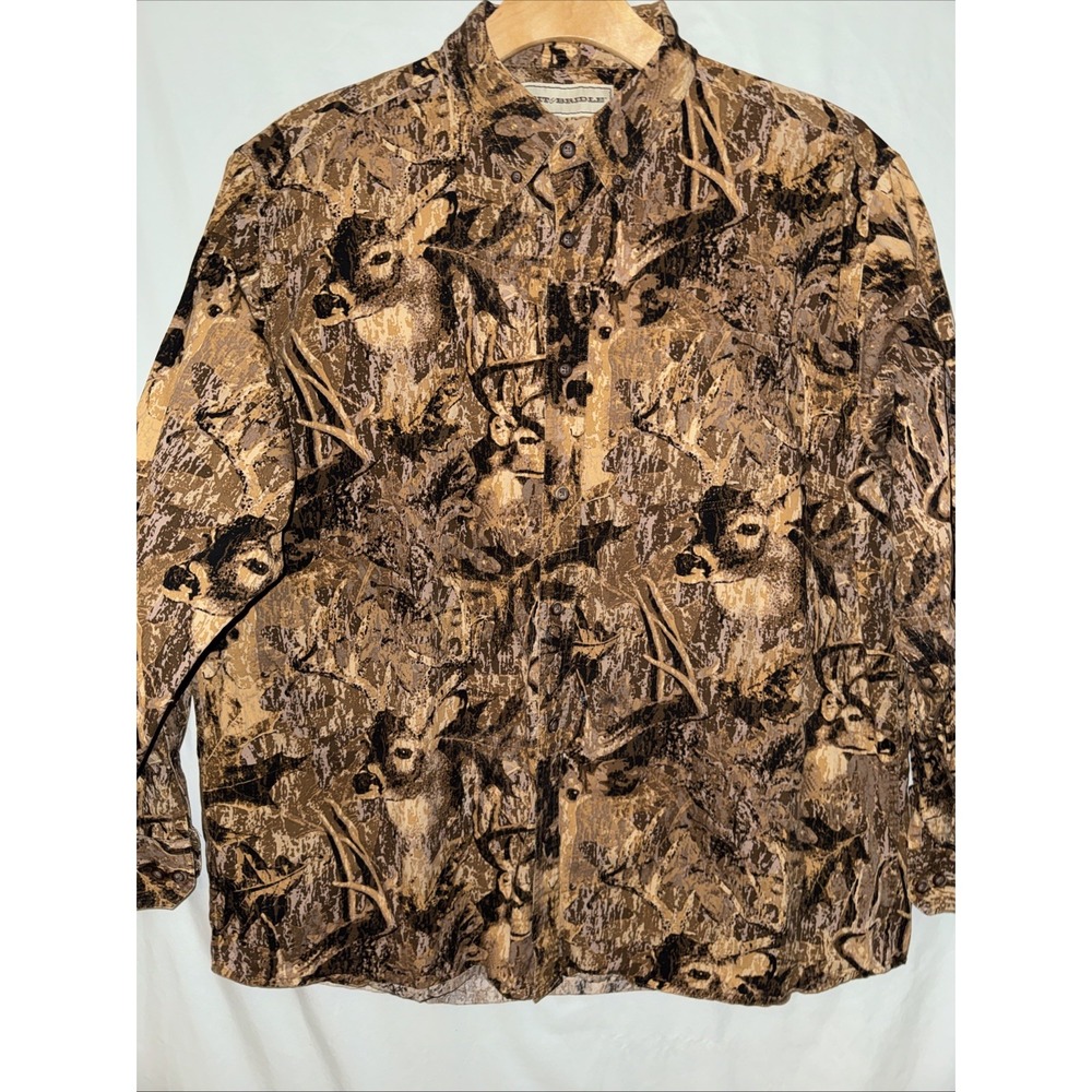Bit & Bridle Mens Size XL Deer Hunting Camouflage Dress Shirt Camo Button Up